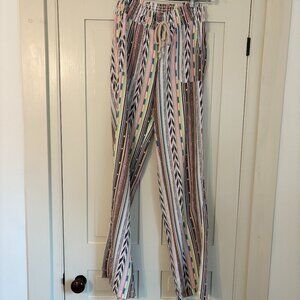 Multicolor Vertical Stripe Drawstring Pants, New With Tags, Size Medium